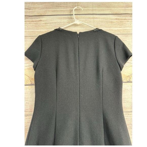 Lafayette 148 New York Dress Virgin Wool Black Beaded Rhinestone Size 14 - Picture 8 of 8